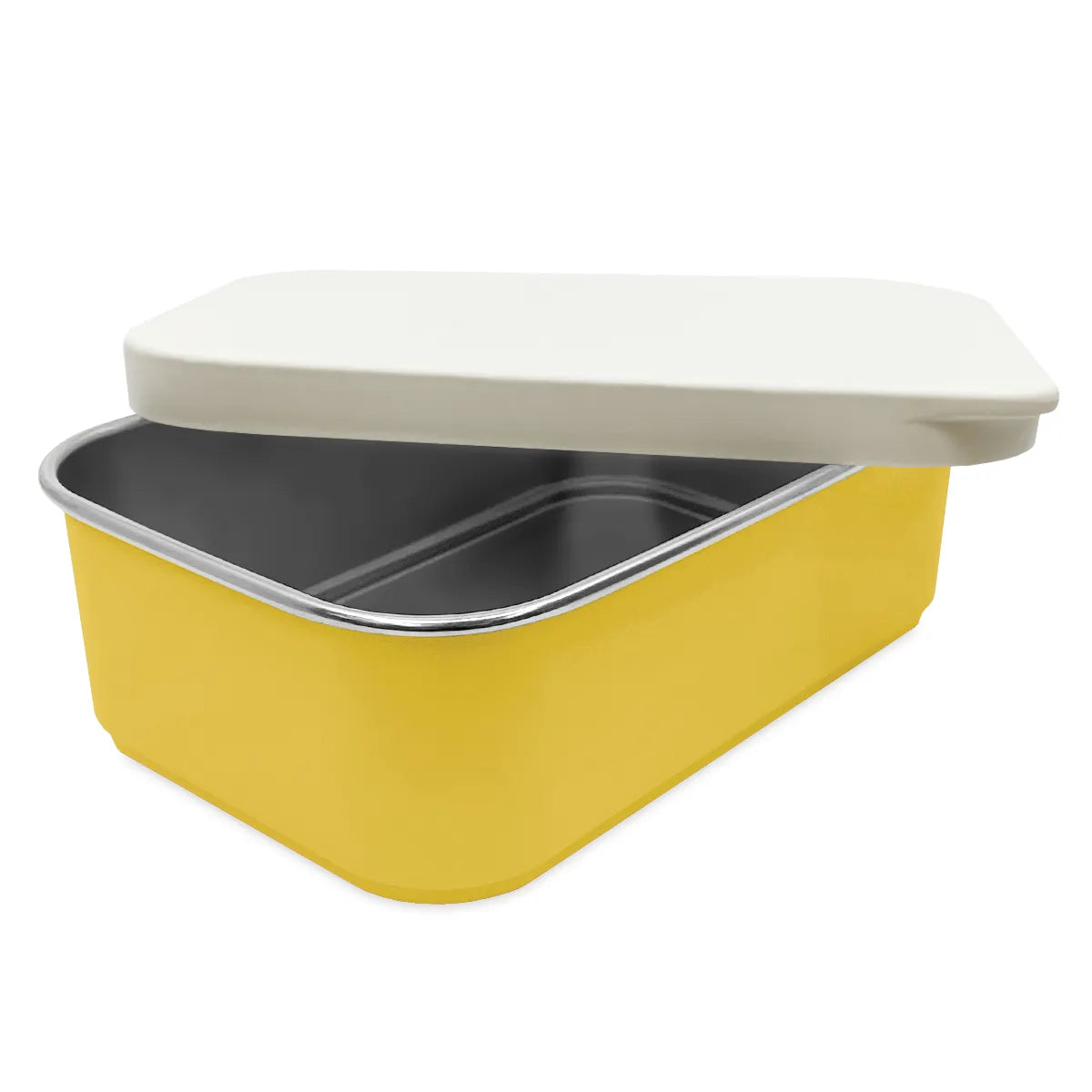 Smikkels RVS lunchbox met siliconen deksel geel