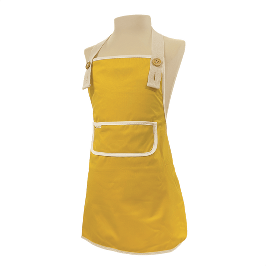 Geel kinderschort van Smikkels van met zacht RPET buitenkant en badstof binnenkant