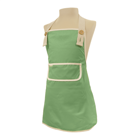 Groen kinderschort van Smikkels van met zacht RPET buitenkant en badstof binnenkant