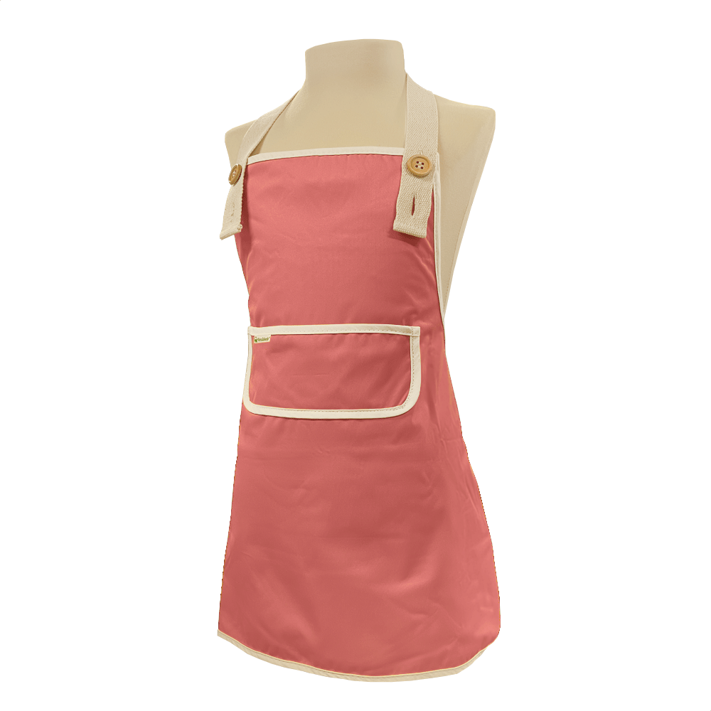 Roze kinderschort van Smikkels van met zacht RPET buitenkant en badstof binnenkant