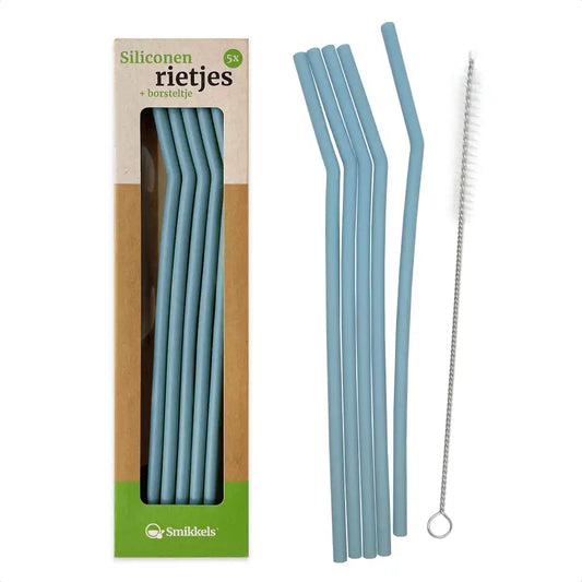 Smikkels siliconen rietjes blauw