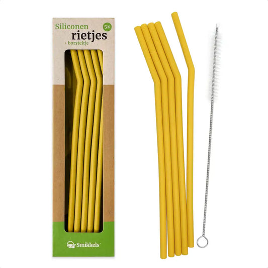 Smikkels siliconen rietjes geel