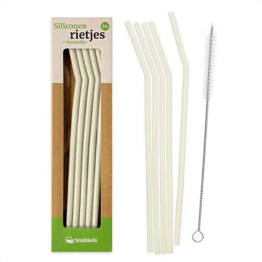 Smikkels siliconen rietjes wit