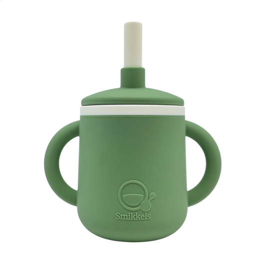 Smikkels siliconen drinkbeker met oren en rietje Groen