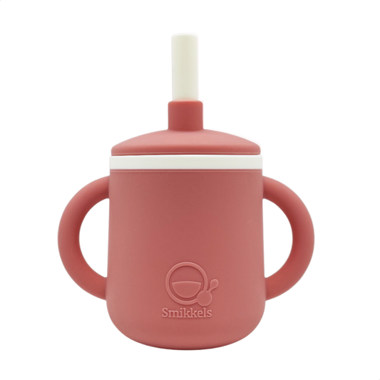 Smikkels siliconen drinkbeker met oren en rietje Roze