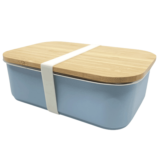 Smikkels RVS lunchbox met bamboe deksel Blauw