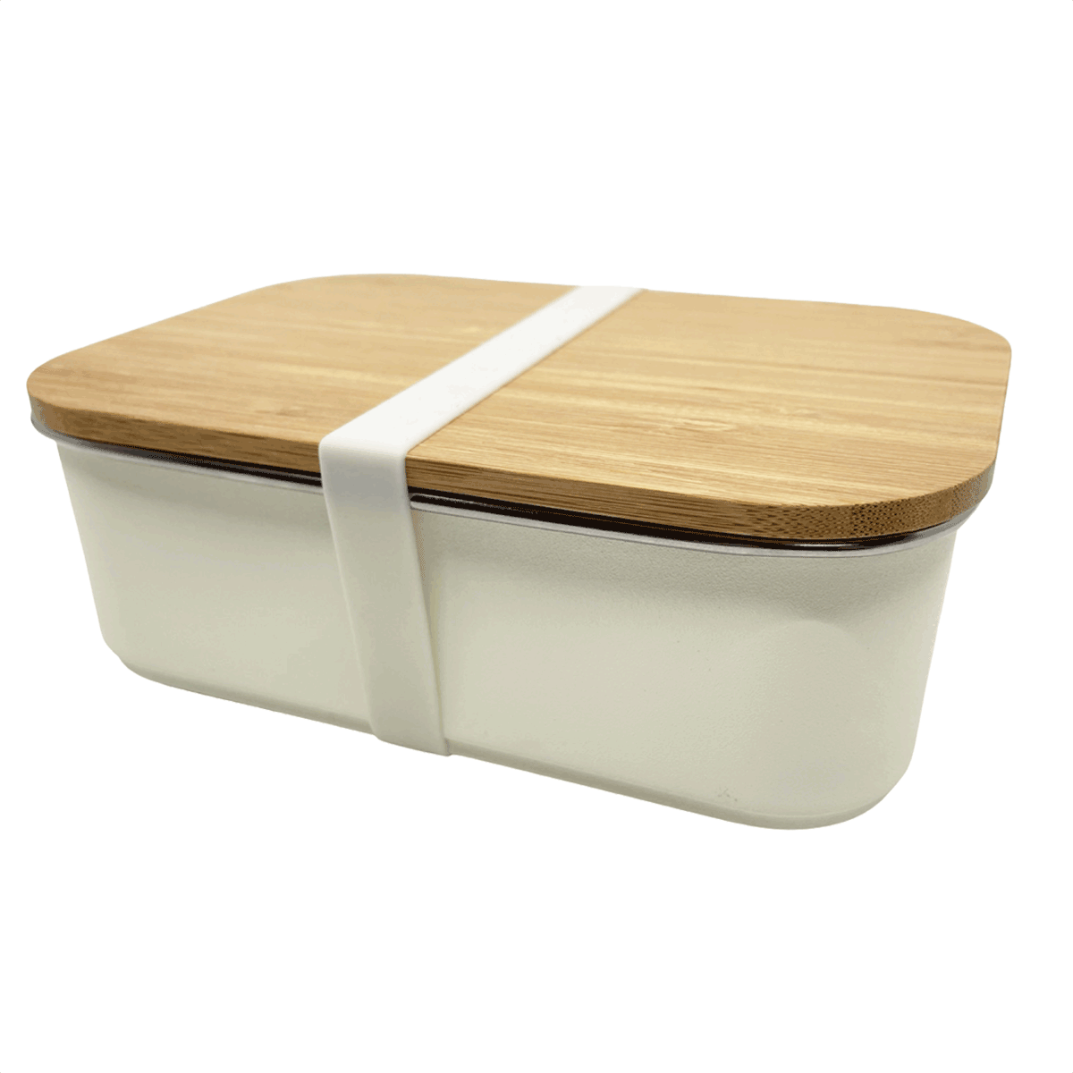 Smikkels RVS lunchbox met bamboe deksel Wit