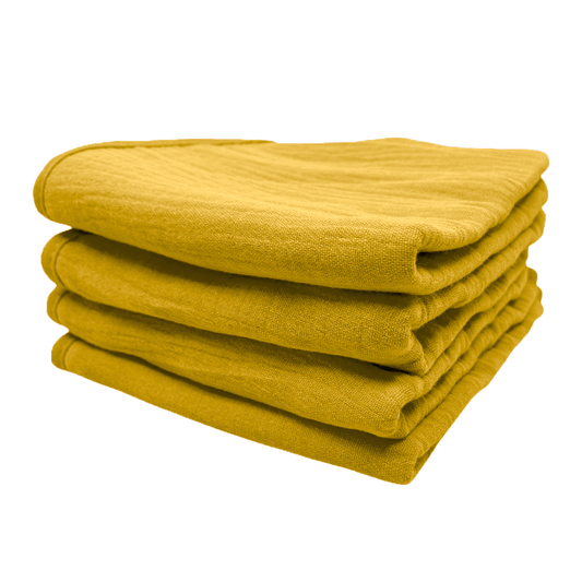 Gele monddoekjes van Smikkels met hydrofiele zijde en badstof zijde