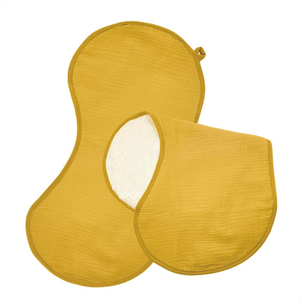 Gele schouderdoeken van Smikkels met hydrofiele zijde en badstof zijde