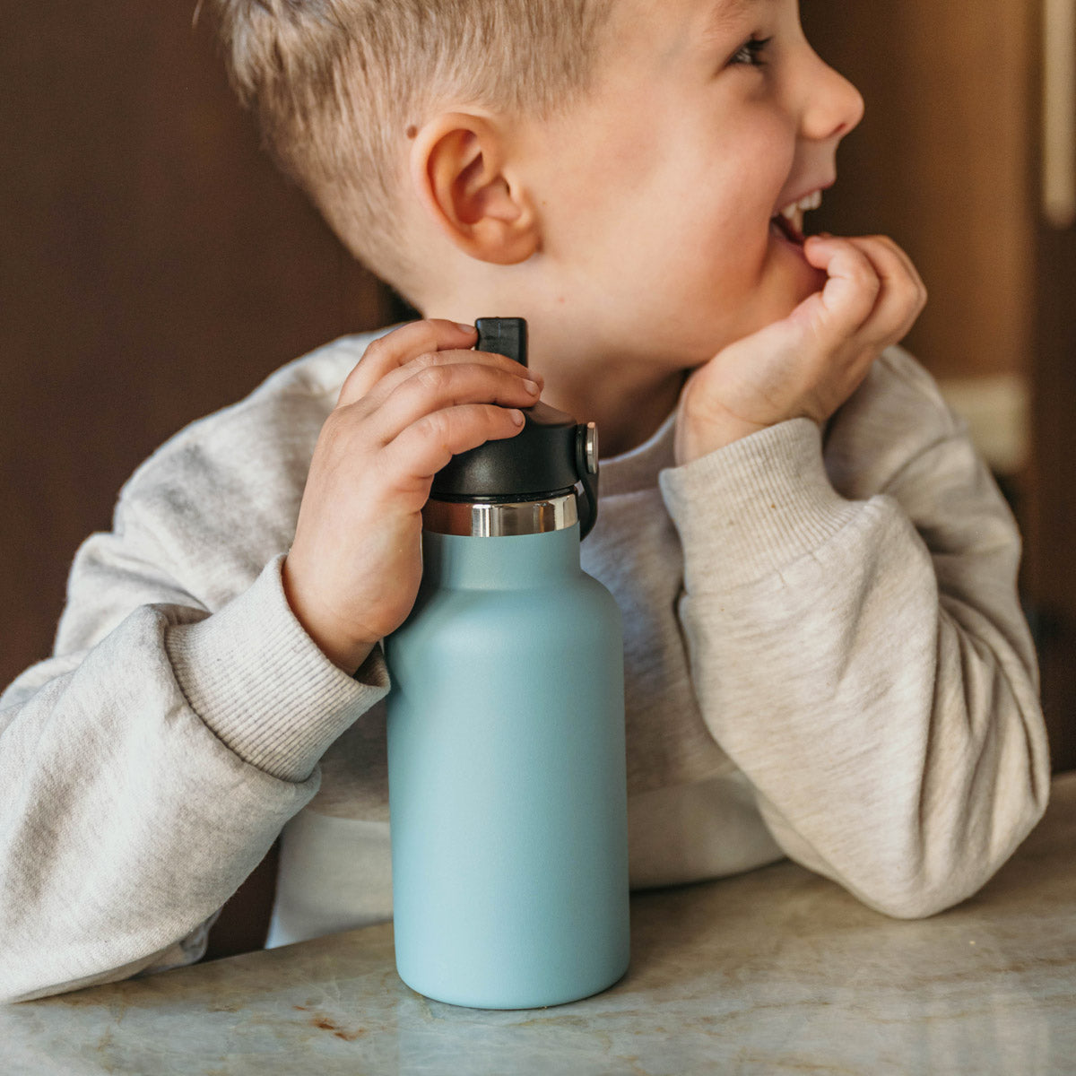 Smikkels RVS thermos drinkfles blauw sfeer