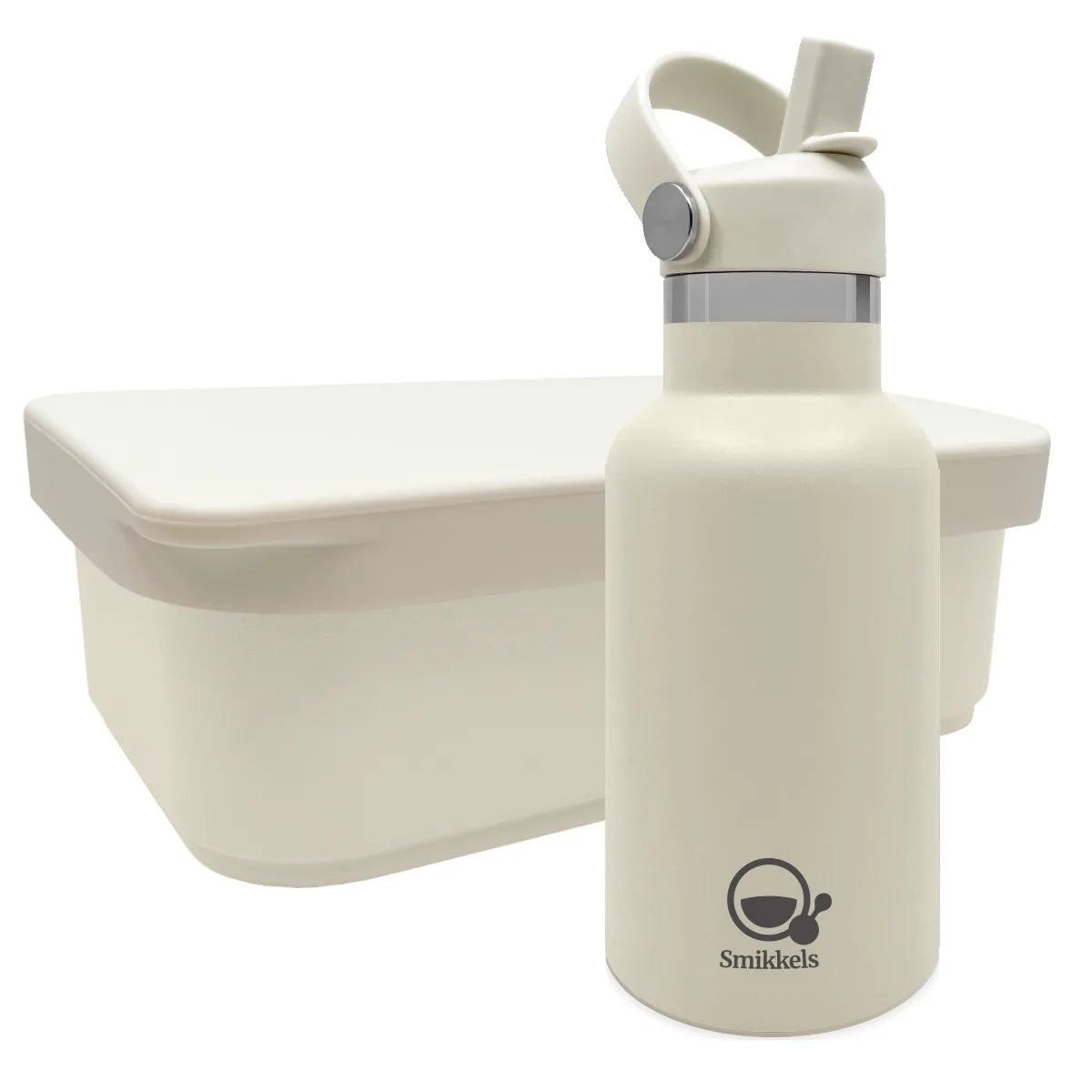RVS lunchset thermos/siliconen - Wit