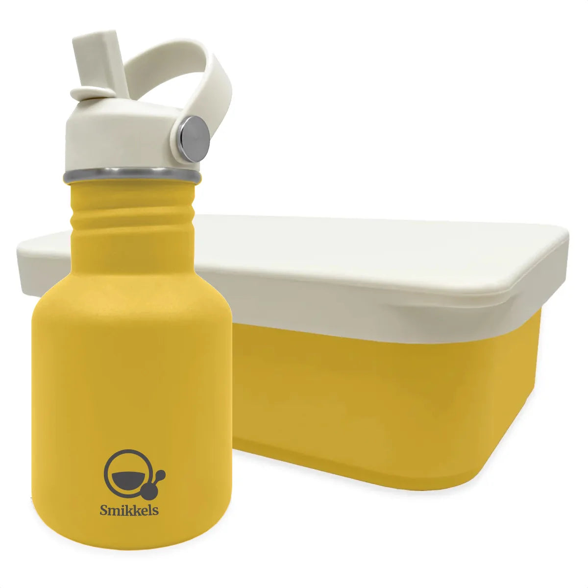 Smikkels RVS Lunchset met siliconen deksel - Geel