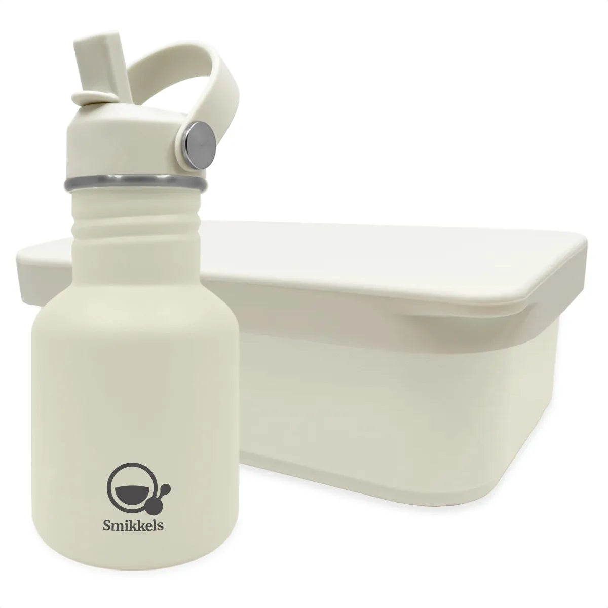 Smikkels RVS Lunchset met siliconen deksel - Wit