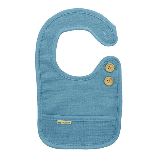 Katoenen slabbetje s blauw Smikkels baby - 100% Biologisch katoen