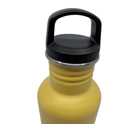 Zwarte dop op gele rvs Smikkels drinkfles