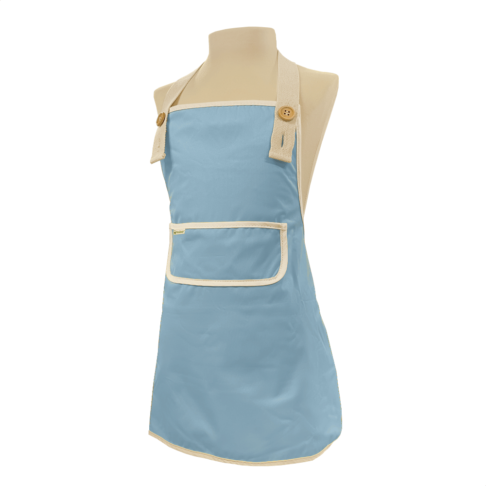 Blauw kinderschort van Smikkels van met zacht RPET buitenkant en badstof binnenkant 