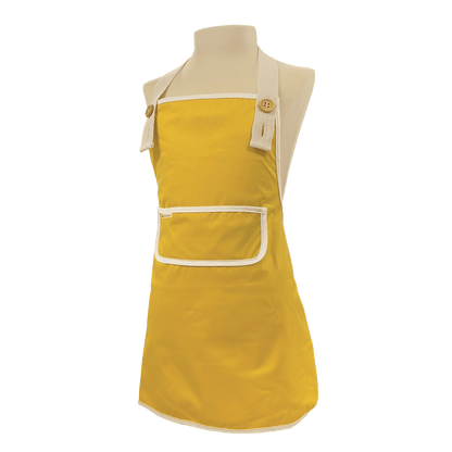 Geel kinderschort van Smikkels van met zacht RPET buitenkant en badstof binnenkant 