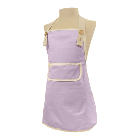 Lila kinderschort van Smikkels van met zacht RPET buitenkant en badstof binnenkant 