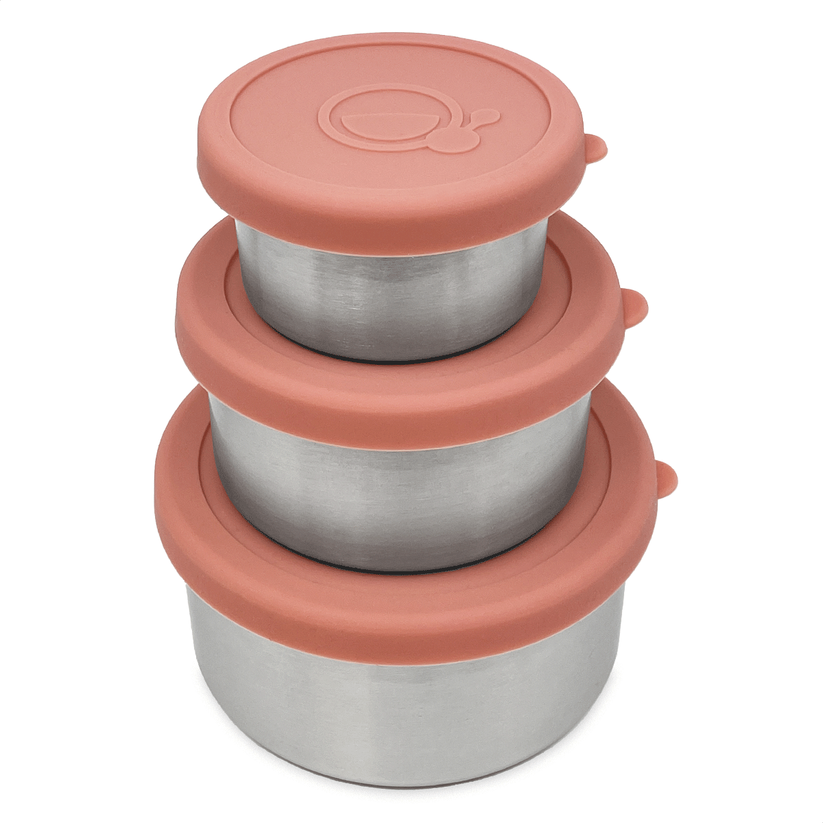 Set van 3 RVS snackbakjes met roze deksels – Smikkels Basic