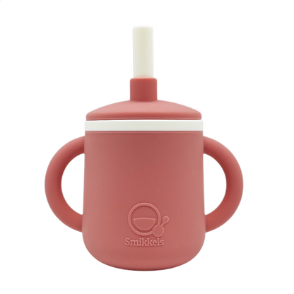 Smikkels siliconen drinkbeker met oren en rietje Roze