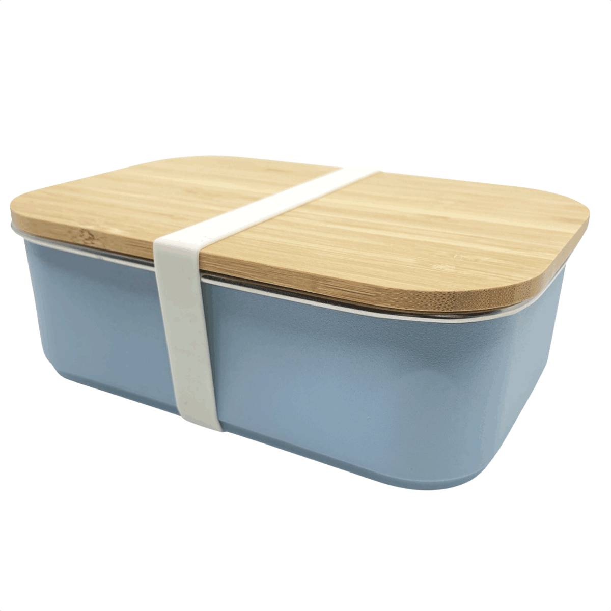 Smikkels RVS lunchbox met bamboe deksel Blauw