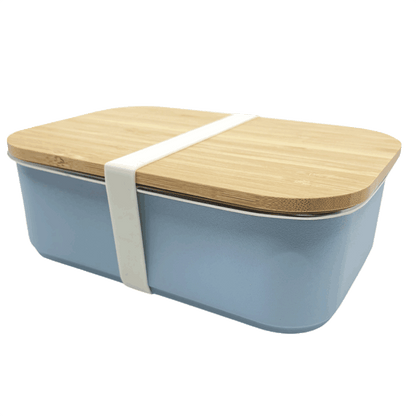 Smikkels RVS lunchbox met bamboe deksel Blauw