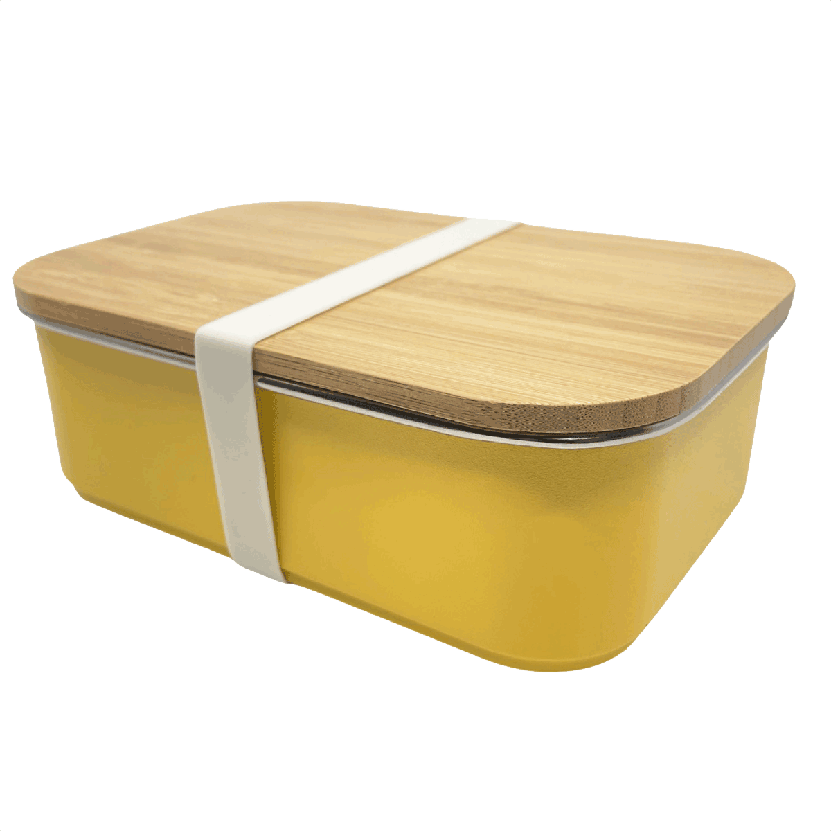 Smikkels RVS lunchbox met bamboe deksel Geel