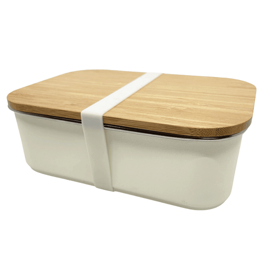 Smikkels RVS lunchbox met bamboe deksel Wit