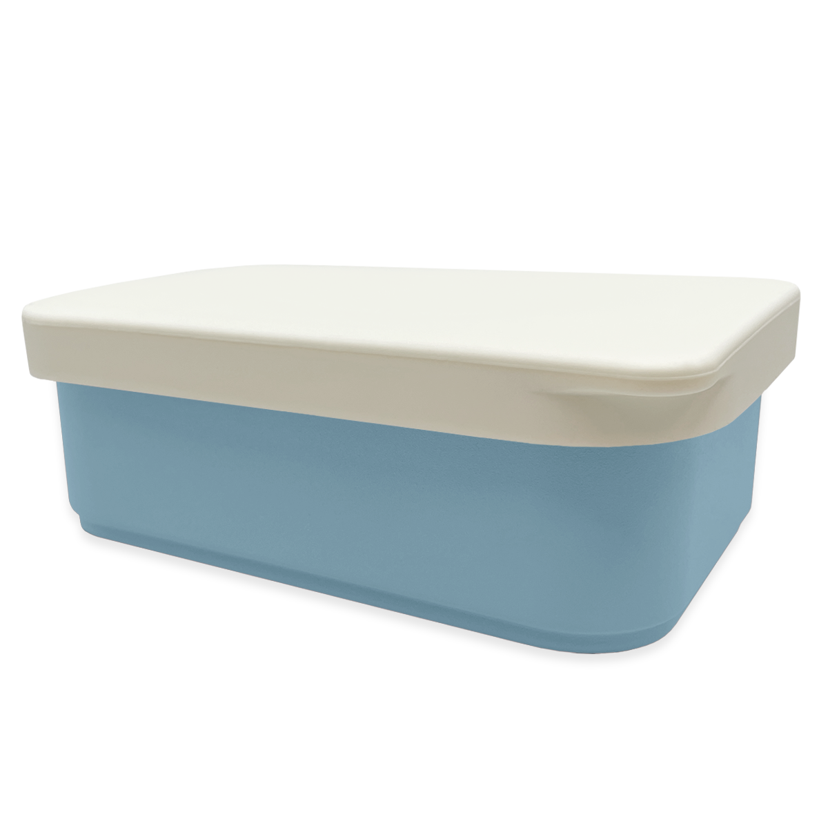 Smikkels RVS lunchbox met witte siliconen deksel Blauw