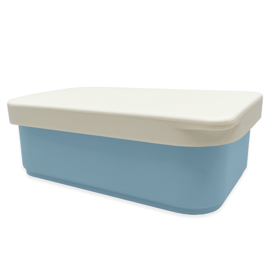Smikkels RVS lunchbox met witte siliconen deksel Blauw
