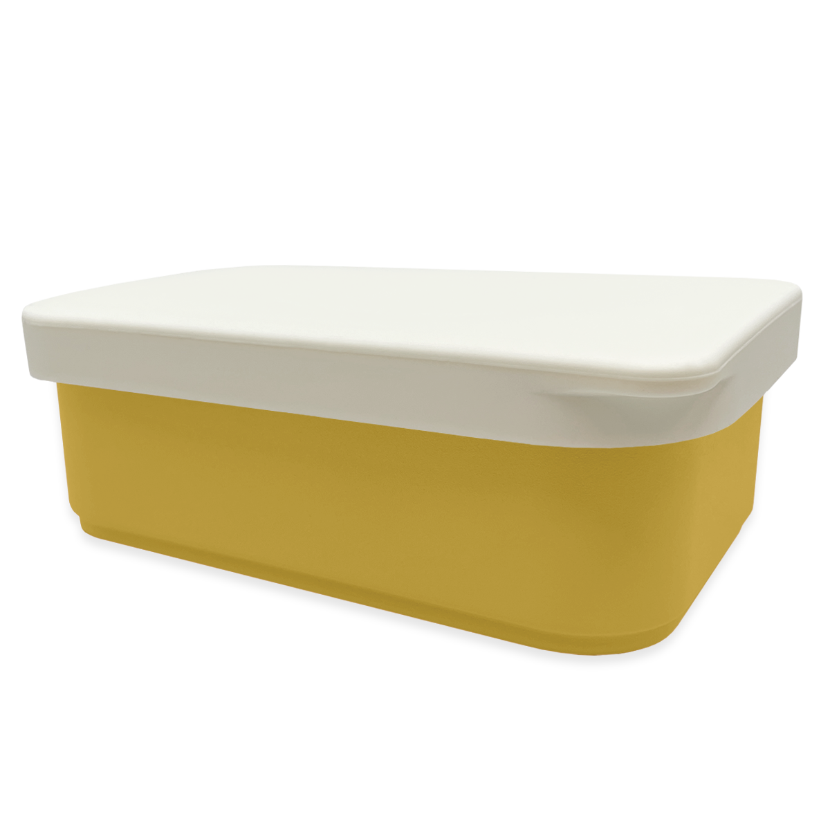 Smikkels RVS lunchbox met witte siliconen deksel Geel