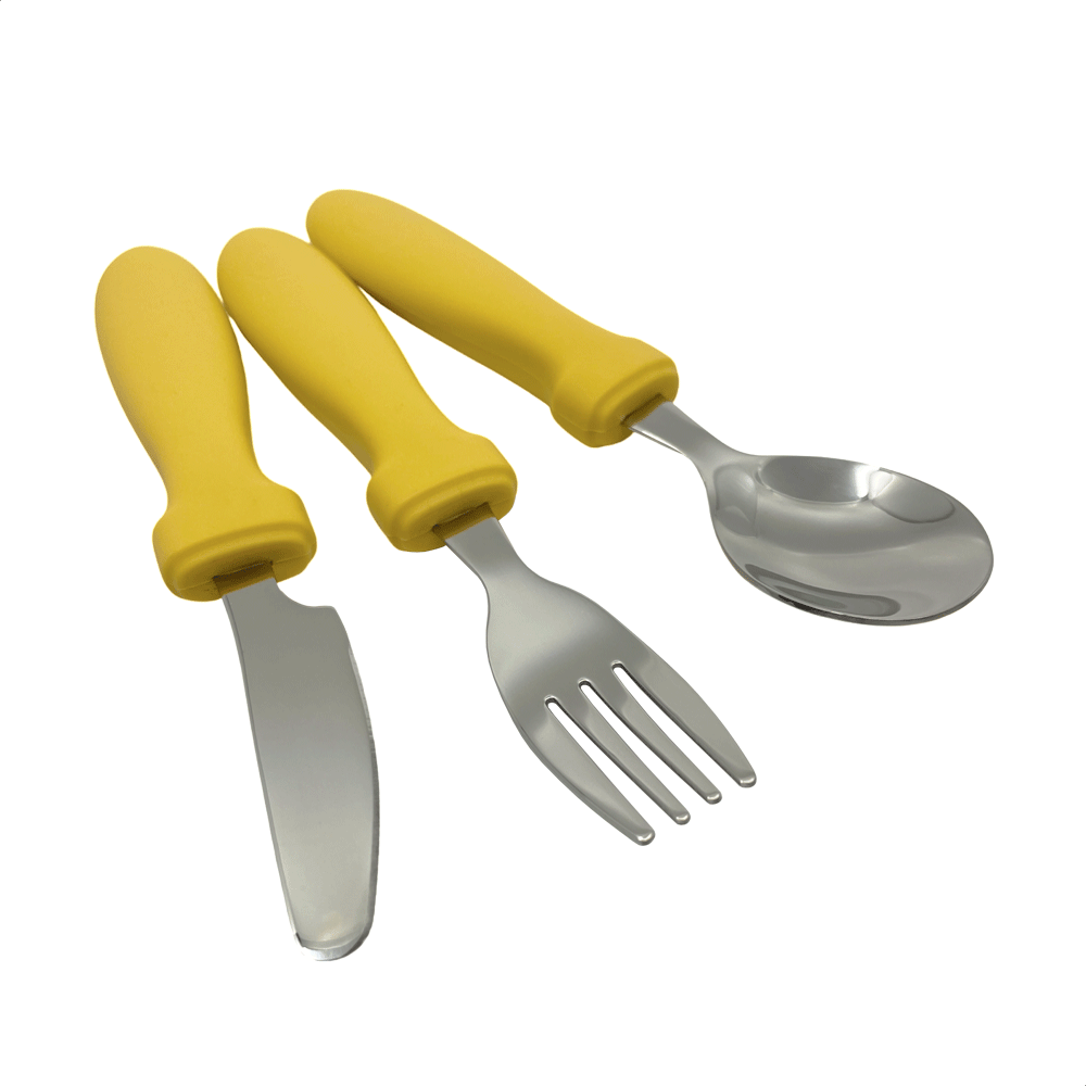 Geel kinderbestek van Smikkels