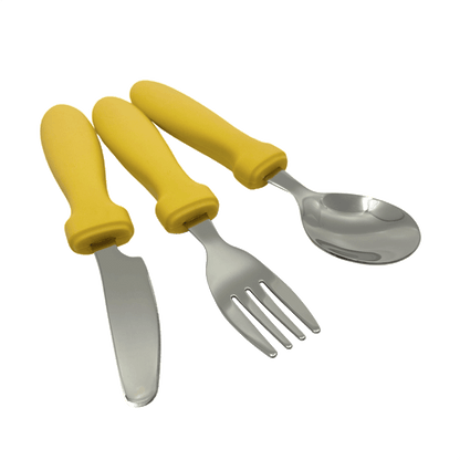 Geel kinderbestek van Smikkels