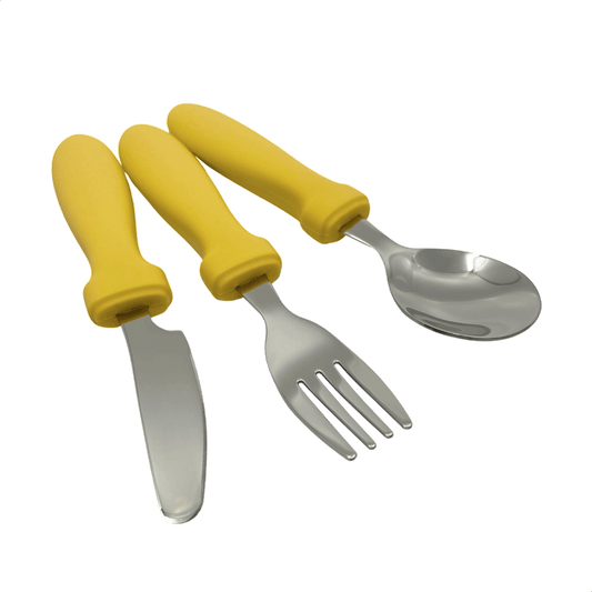Geel kinderbestek van Smikkels