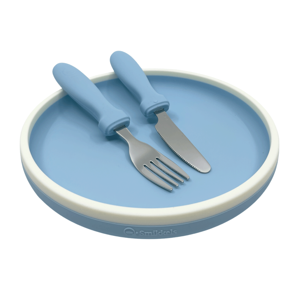 Set Smikkels kinderbordje met mes en vork Blauw