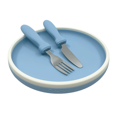 Set Smikkels kinderbordje met mes en vork Blauw