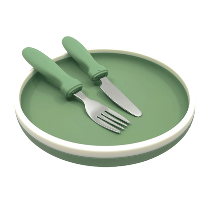 Set Smikkels kinderbordje met mes en vork Groen