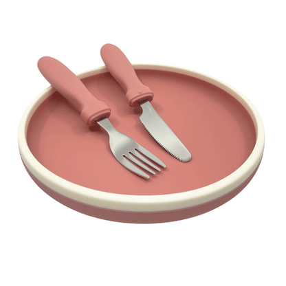 Set Smikkels kinderbordje met mes en vork Roze