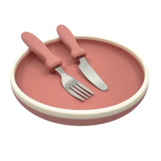 Set Smikkels kinderbordje met mes en vork Roze