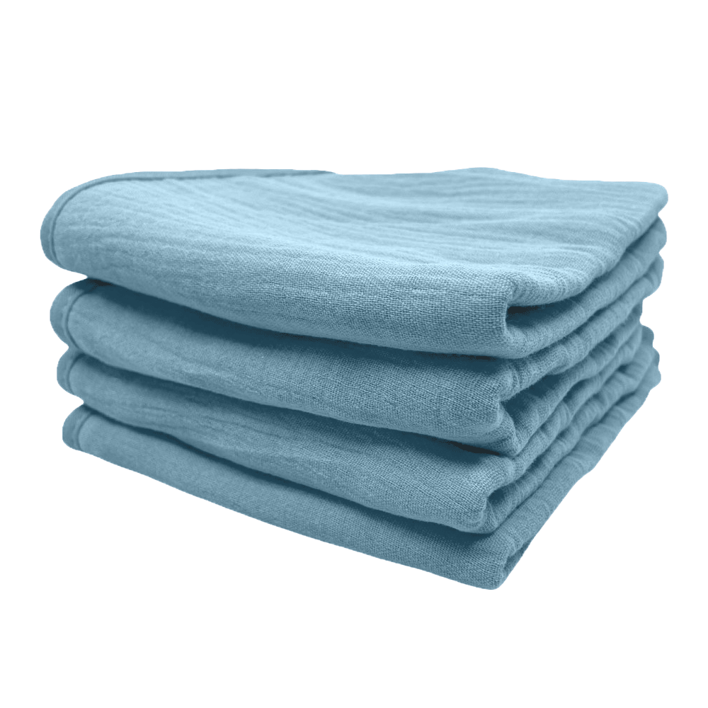 Blauwe monddoekjes van Smikkels met hydrofiele zijde en badstof zijde