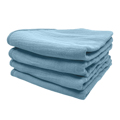 Blauwe monddoekjes van Smikkels met hydrofiele zijde en badstof zijde