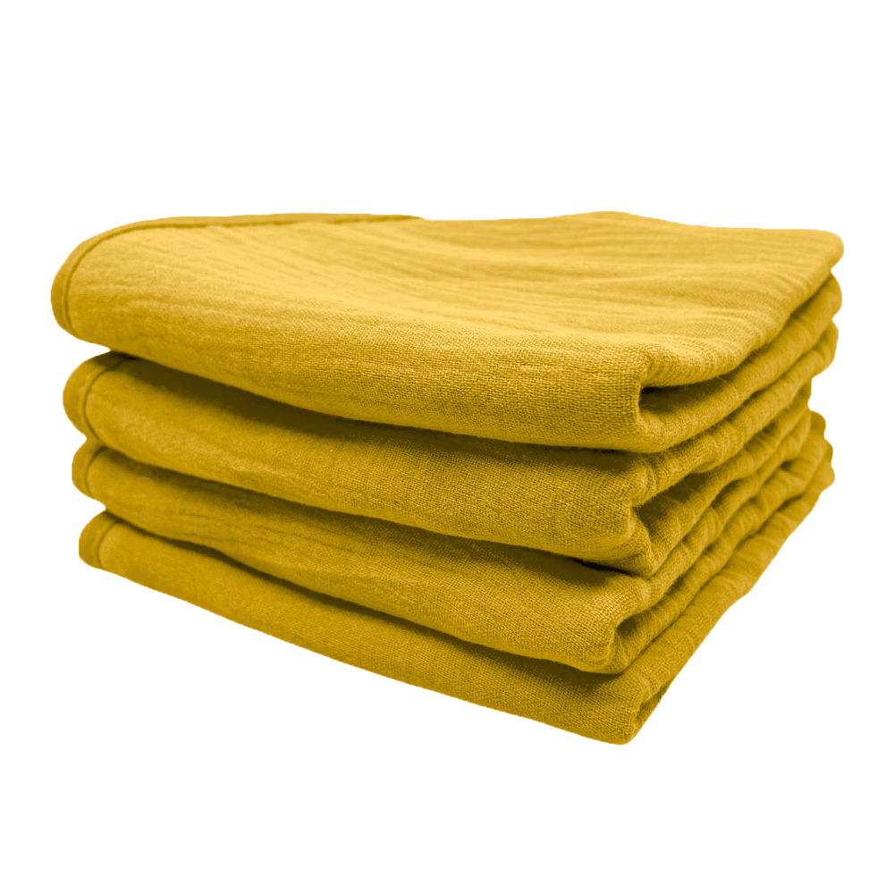 Gele monddoekjes van Smikkels met hydrofiele zijde en badstof zijde