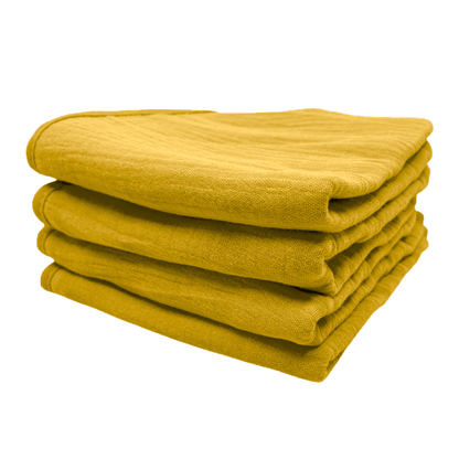 Gele monddoekjes van Smikkels met hydrofiele zijde en badstof zijde