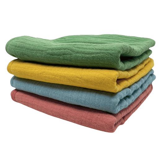 Monddoekjes van Smikkels met hydrofiele zijde en badstof zijde in gemende kleuren