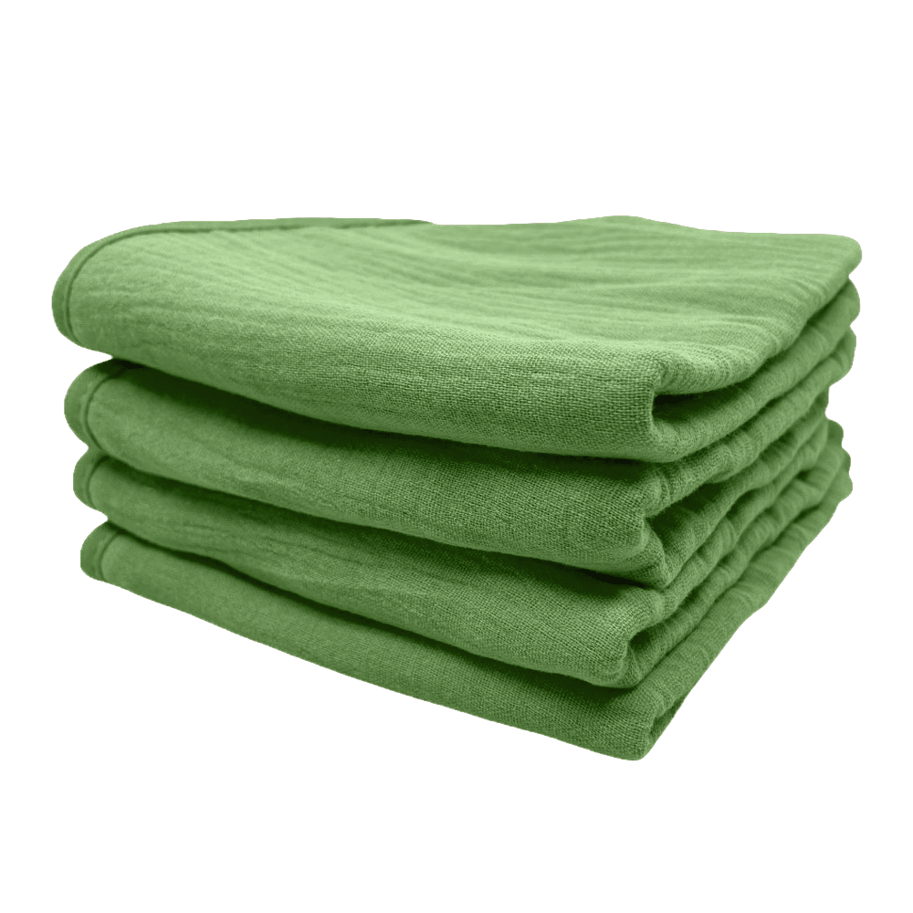 Groene monddoekjes van Smikkels met hydrofiele zijde en badstof zijde