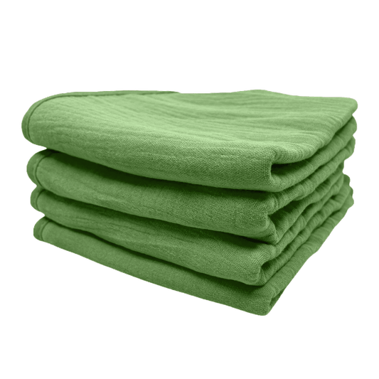 Groene monddoekjes van Smikkels met hydrofiele zijde en badstof zijde