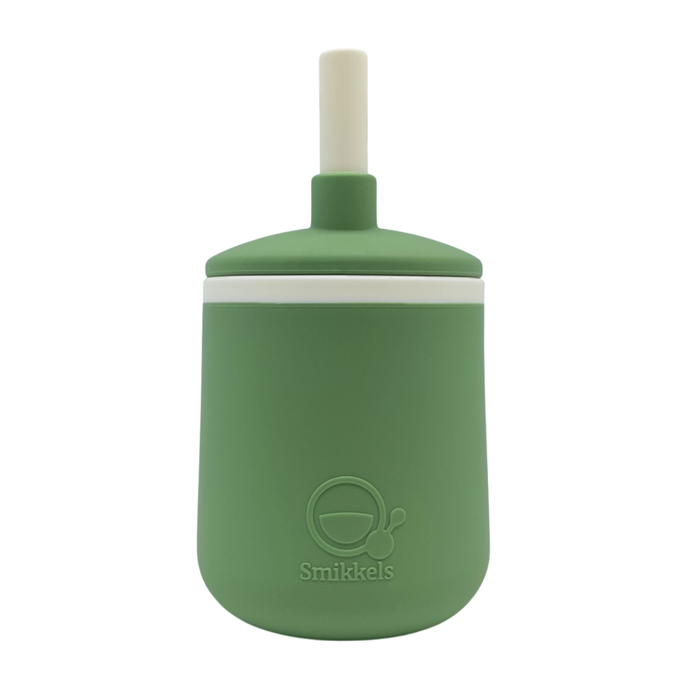 Groene siliconen 3-in-1 drinkbeker van Smikkels
