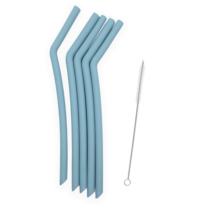 Smikkels herbruikbare siliconen rietjes XL blauw met borsteltje