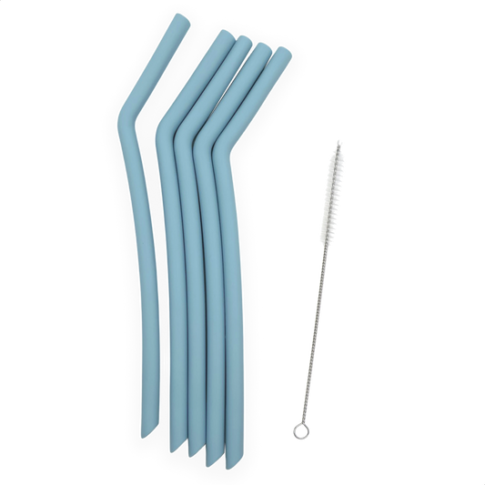 Smikkels herbruikbare siliconen rietjes XL blauw met borsteltje