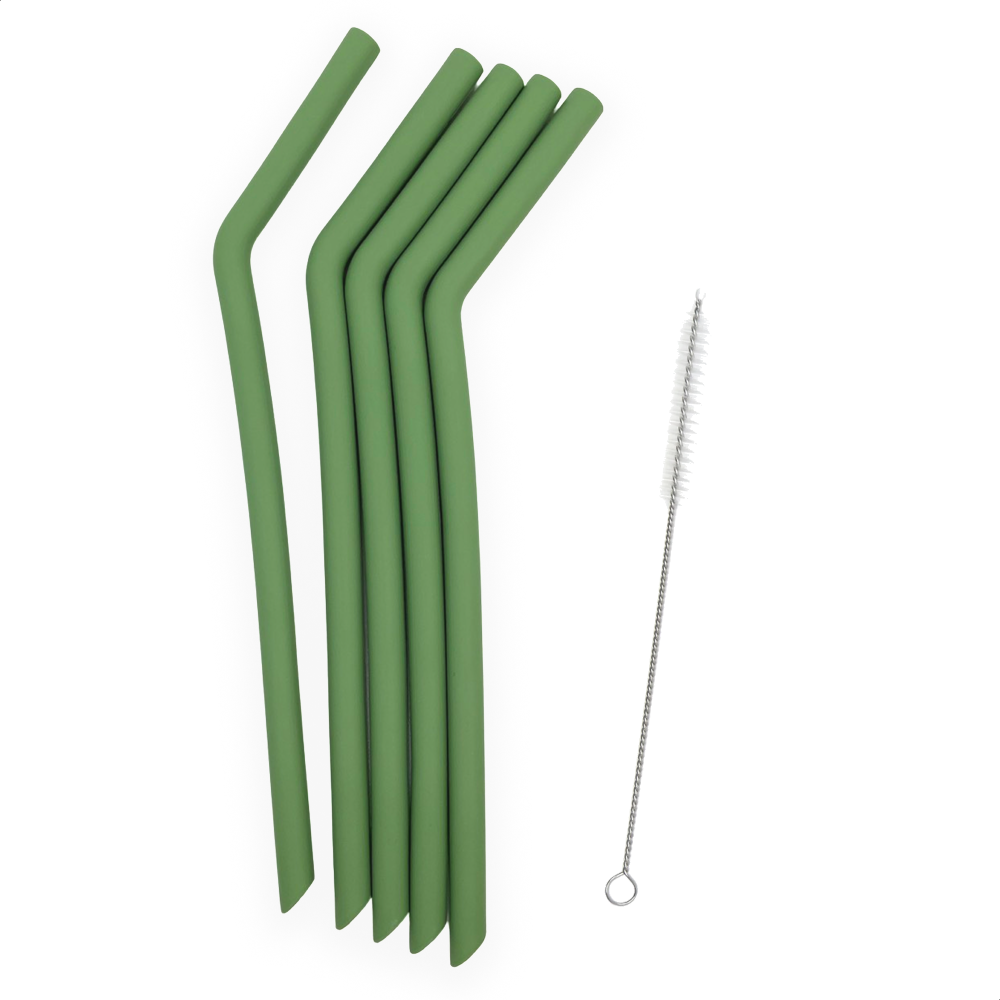 Smikkels herbruikbare siliconen rietjes XL groen met borsteltje